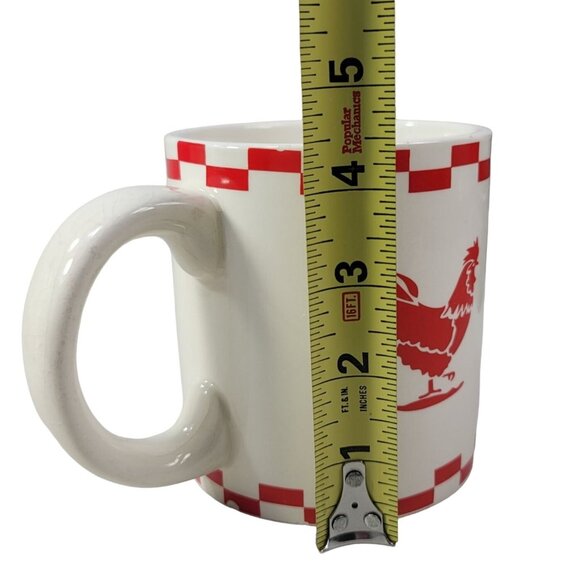 2/$15 Rooster Chicken Mug White Red 4.5" Large Oversized Farm Checkerboard READ - Picture 10 of 12